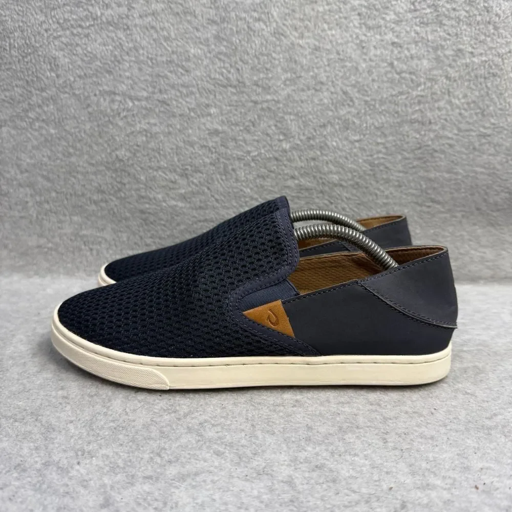 Olukai Womens Shoes Size 7 Pehuea Navy Blue Slip On Low Top Comfort Sneakers